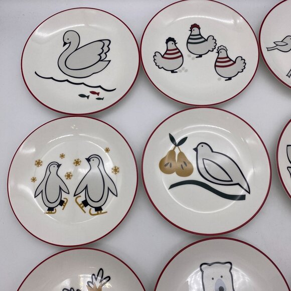 Crate & Barrel Joan Anderson 12 Days of Christmas Appetizer Plates with Stand, S - Picture 8 of 16